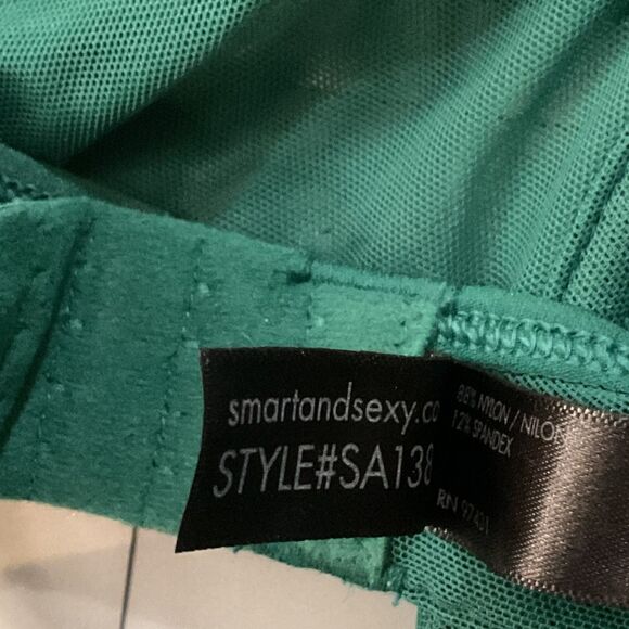 Smart & Sexy Sheer Mesh Underwire Bra 36C Aventurine Green - Picture 4 of 5